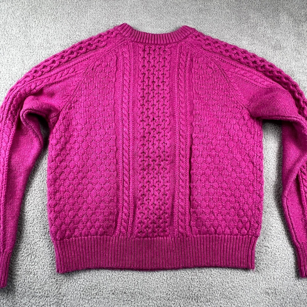 J.Crew Pink Cable‎ Knit Sweater Womens Large Preppy Chunky Textured Cozycore - Picture 13 of 14